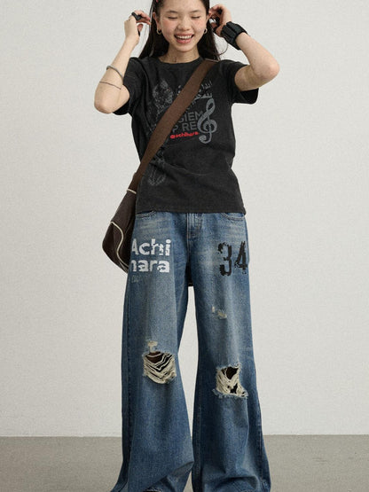 Achihara 34 Envelope Ultra Wide Leg Jeans For Women