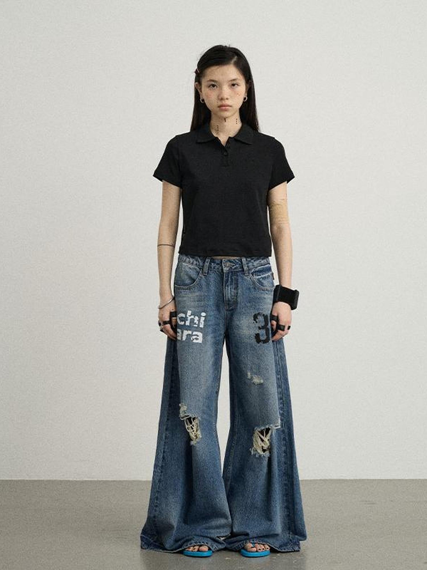 Achihara 34 Envelope Ultra Wide Leg Jeans For Women