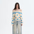 The NeverMore Cozy Thermal Acrylic Wool Polka Dot Boat Neck Relaxed Women Knit Sweaters