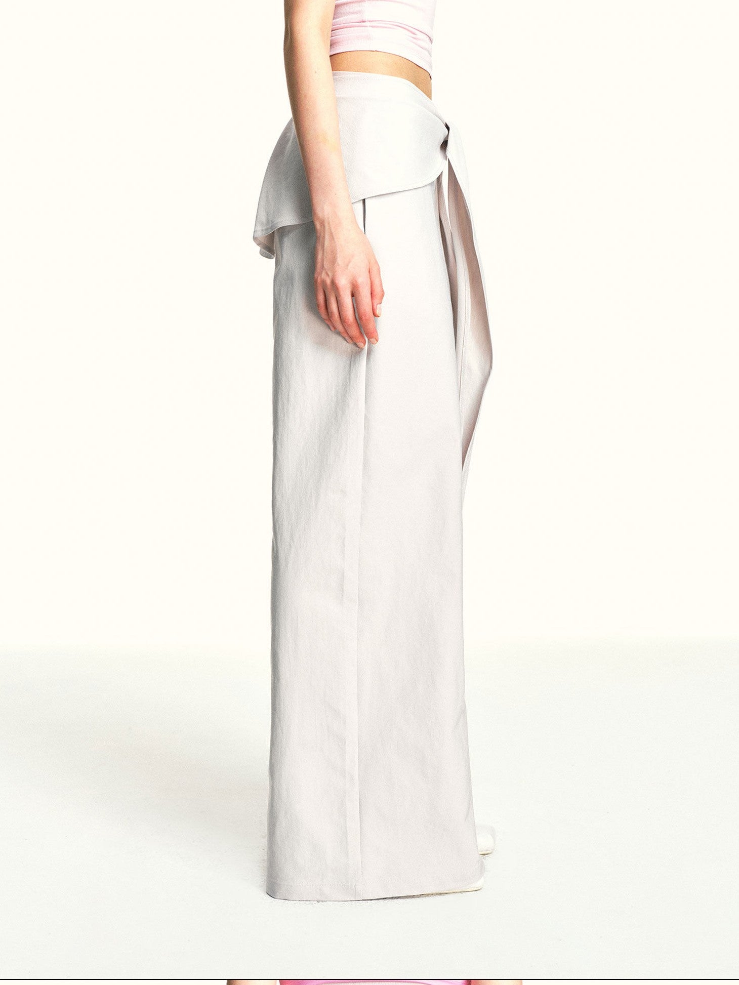 kvkv Oatmeal Gray Relaxed Detachable Waist Tie Women&