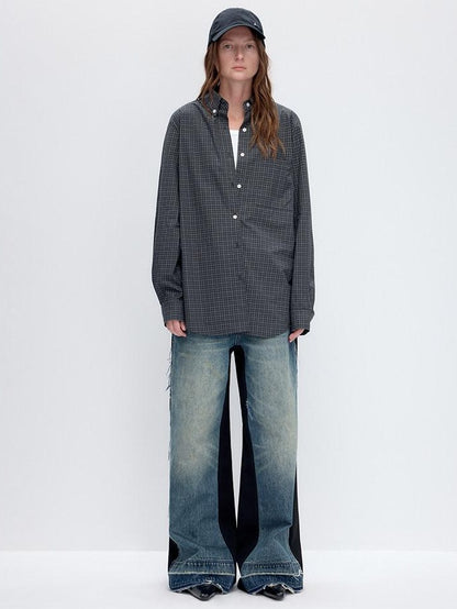 RUN TO THE FUTURE Soft 100% Cotton Breathable Original Loose Polo Collar Button Plaid Shirts