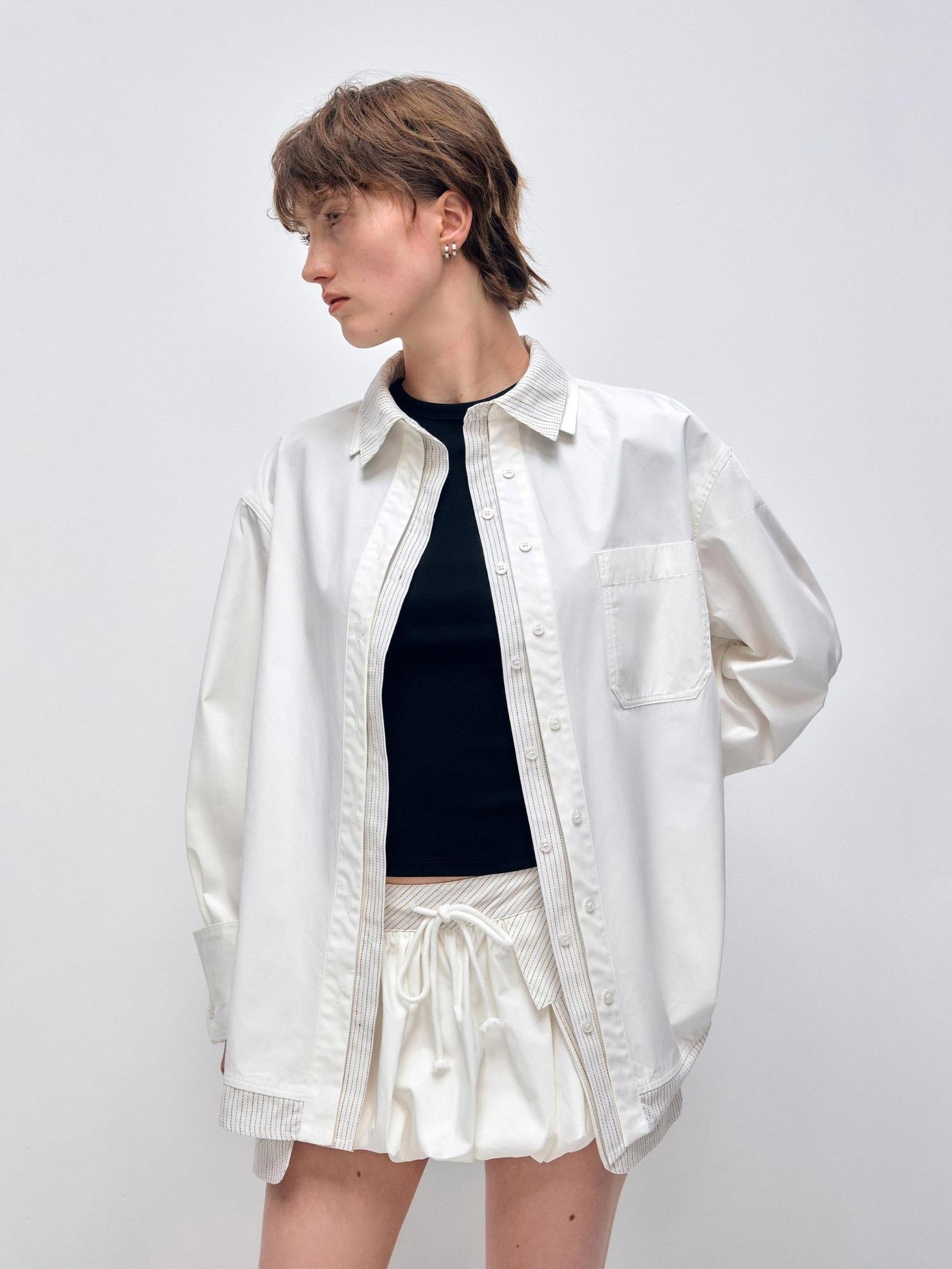 RUN TO THE FUTURE Breathable Cotton Original Loose Patchwork Women Polo Long Sleeve Striped Shirts