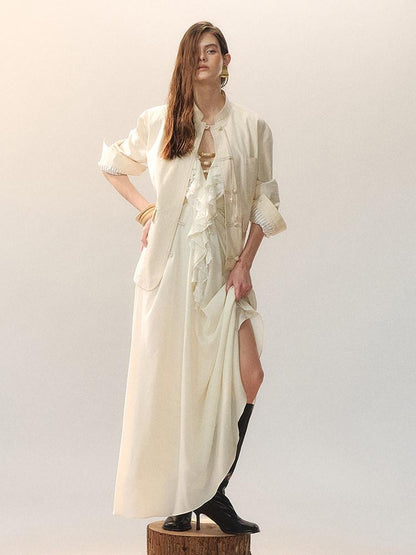 AnnoMundi Lace Cami Casual Shirt Dress Sleeveless City Women Polyester Slip Maxi Dresses