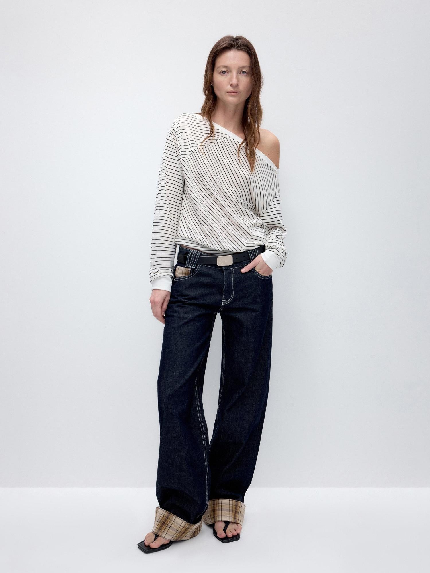 RUN TO THE FUTURE Washed Low Waist Wide Leg Loose Fit Casual Denim Indigo Straight Jeans