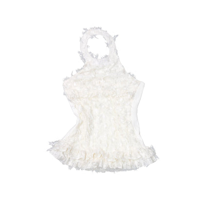 The_NeverMore_Fringe_Polyester_Round_Neck_Pullover_Crop_Top_Cream_Party_Women_Top_&amp;_Skirt_Sets_MISSTT