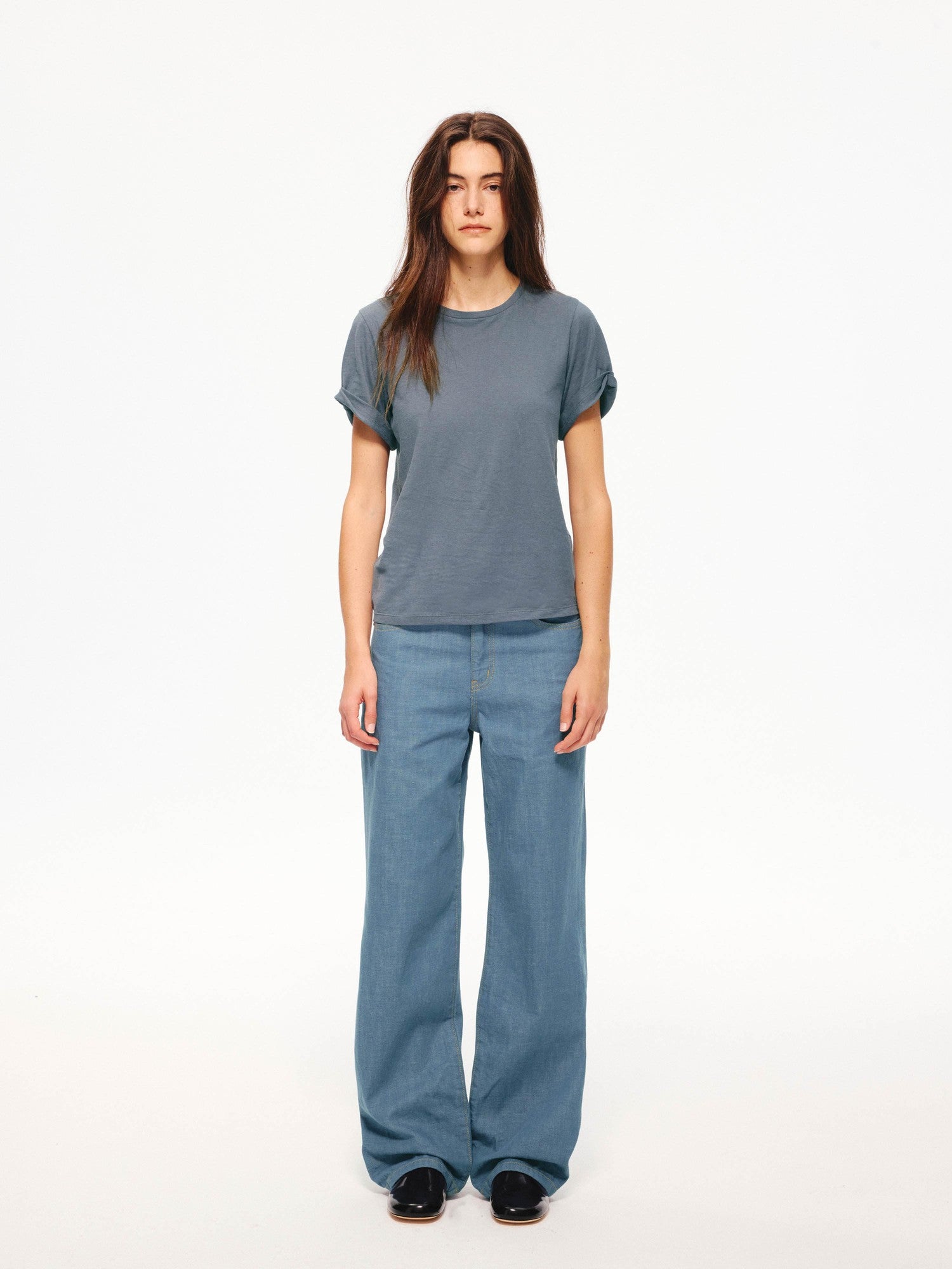 Northbutsouth Textured Crewneck Folded Cuff Loose Women&