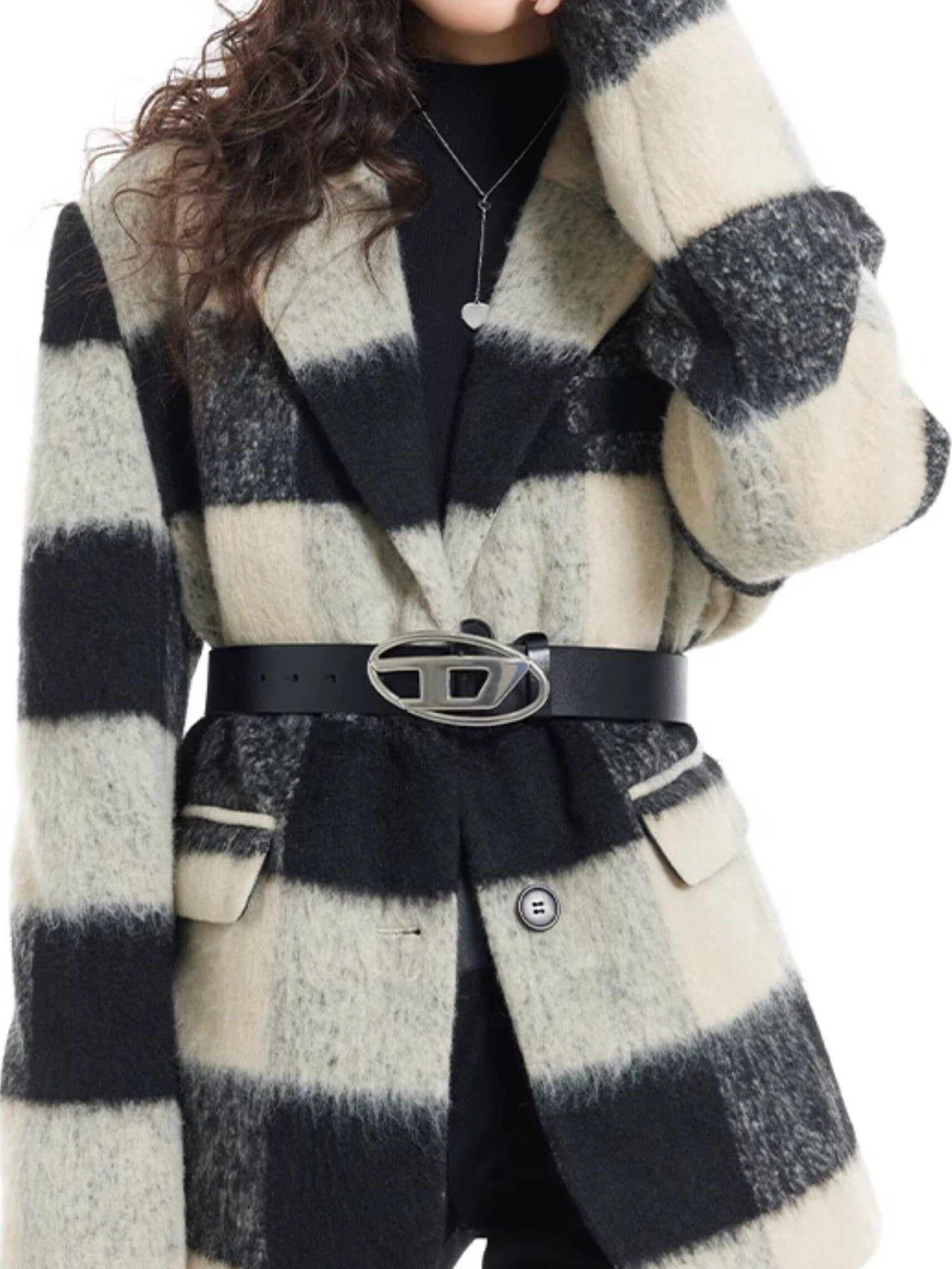 7Shiftin Padded Plaid Stand Collar Korean Commuter Straight Fit Short Coat