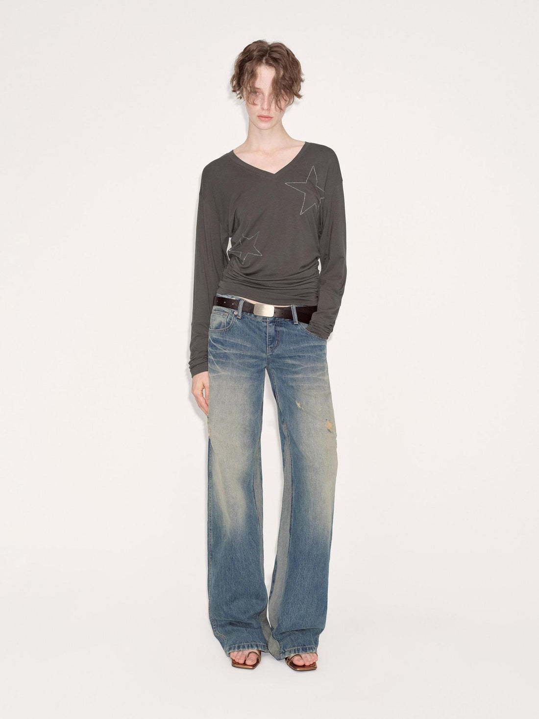 RUN TO THE FUTURE Durable Rigid Vintage Low Rise Women Zip Fly Classic Denim Blue Straight Jeans