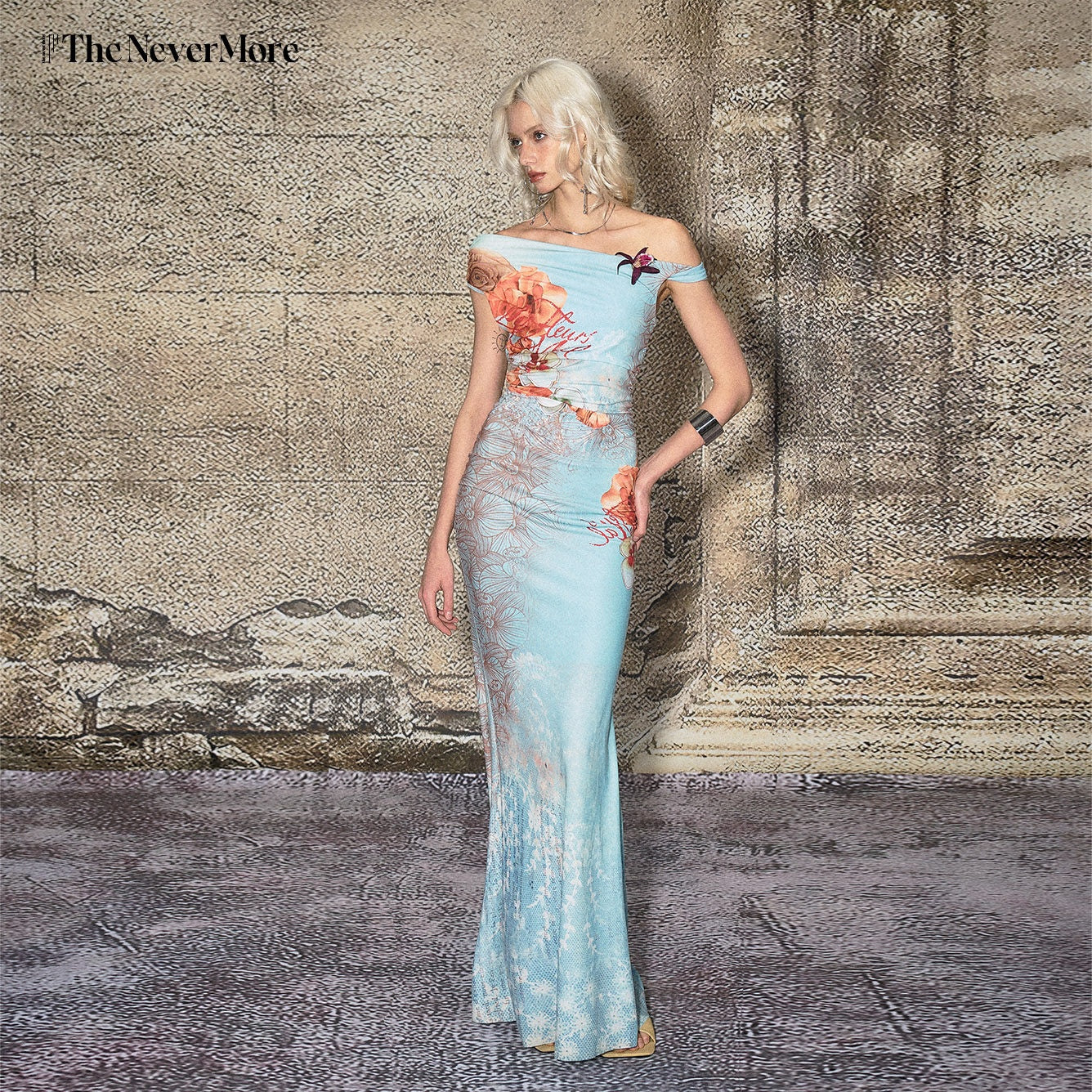 The NeverMore Elegant High Waist One Shoulder Mermaid Stretch Polyester Vacation Maxi Dresses