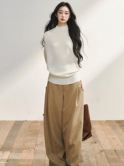 7Shiftin Low Waist Casual Straight Cut Khaki Women Everyday Versatile Wide Leg Pants