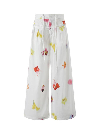 7Shiftin 100 Percent Cotton Drawstring Natural Waist Loose Fit Women Wide Leg Pants
