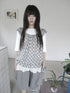 ang project Vintage Plaid Lace Trim Tie Patchwork Round Neck Women&