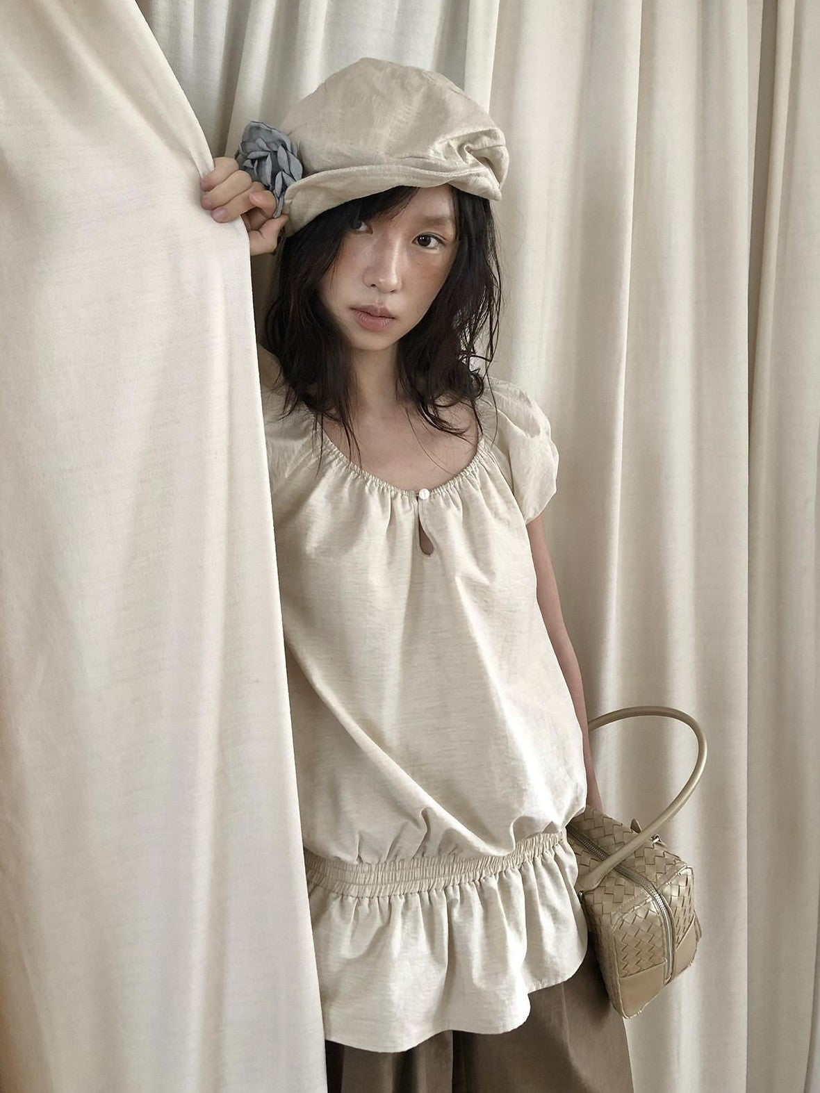 Dorydory Ivory Vintage Puff Sleeve Women&