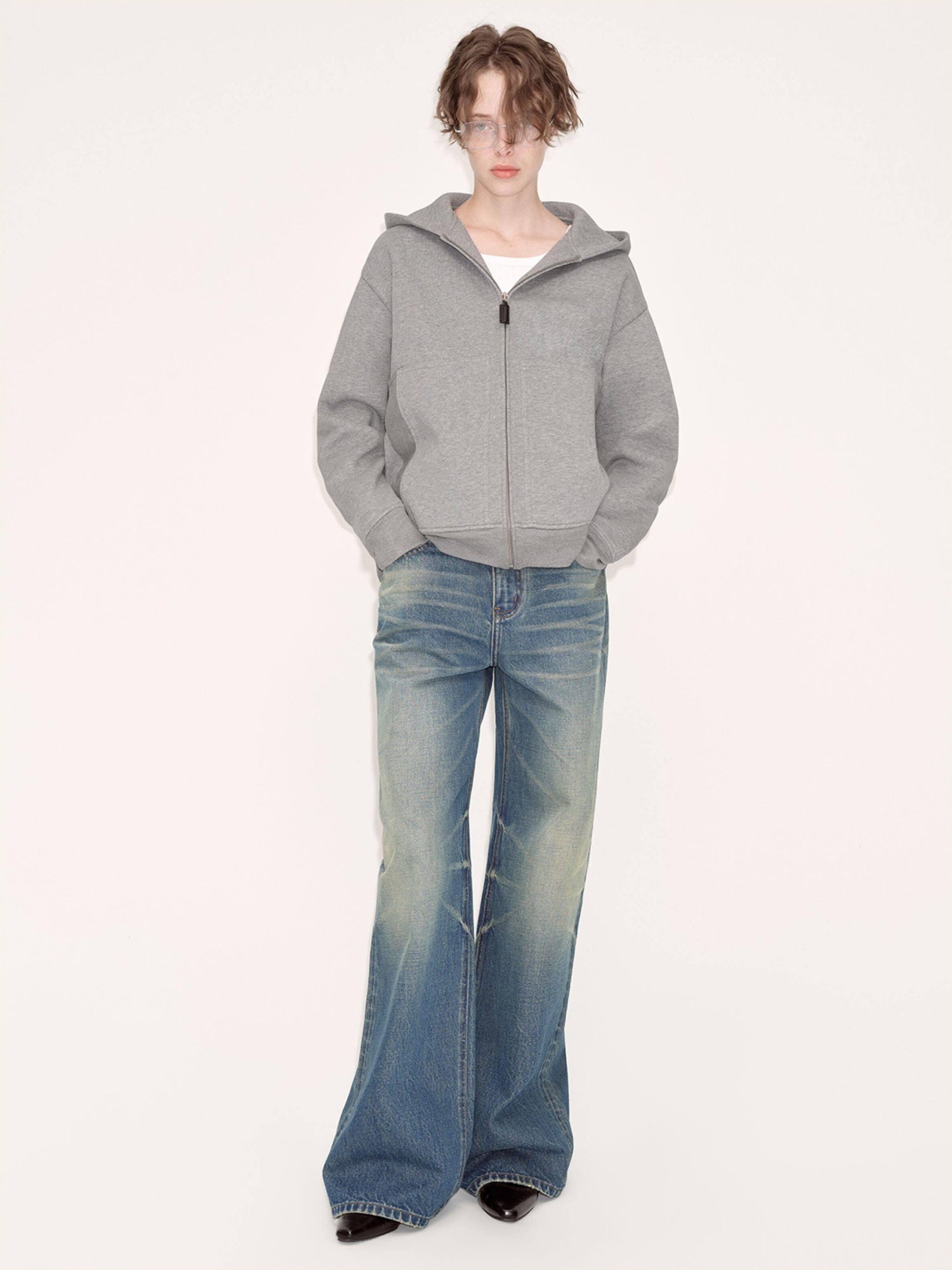 RUN TO THE FUTURE Washed Vintage Blue Low Rise Loose Fit Unisex High Cotton Denim Straight Jeans