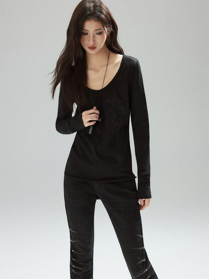 Low pixel Pleated Low Rise Black Micro Stretch Street Slim Everyday Straight Leg Jeans