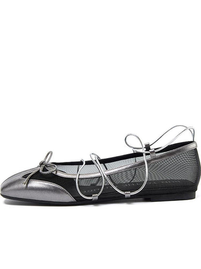 RUN TO THE FUTURE Bow Detail Square Toe Slip On Ballet Casual Sheepskin Lined Everyday Flats