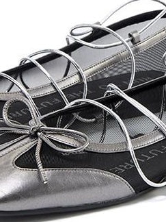 RUN TO THE FUTURE Bow Detail Square Toe Slip On Ballet Casual Sheepskin Lined Everyday Flats