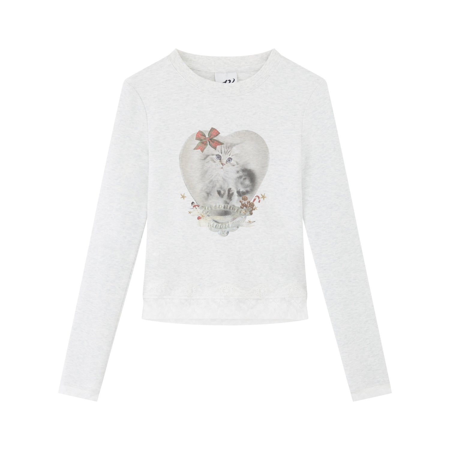 RUN TO THE FUTURE Stretch Cotton Slim Vintage Commuter Printed Lace Long Sleeve Women Crop Tops