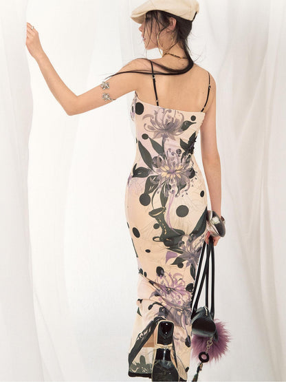 OfAkiva Fishtail Printed Cinched Waist Spaghetti Strap Women&
