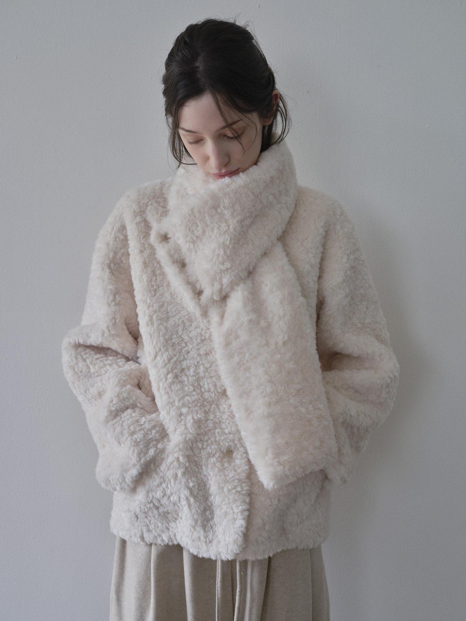 DKZ OFFICIAL Fluffy Detachable Faux Fur Scarf Collar Women&