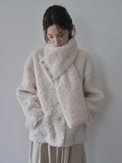 DKZ OFFICIAL Fluffy Detachable Faux Fur Scarf Collar Women&