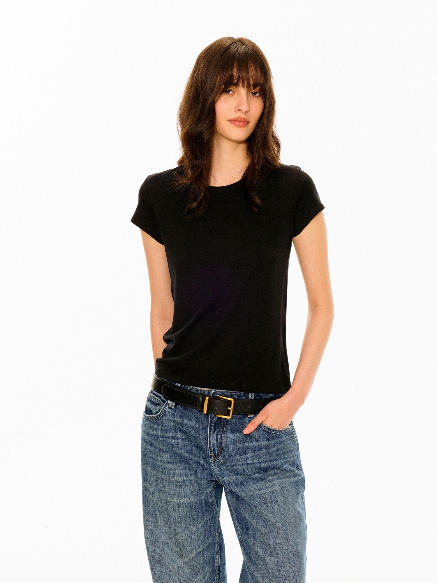 Northbutsouth Multicolor Round Neck Slim Crop Women&