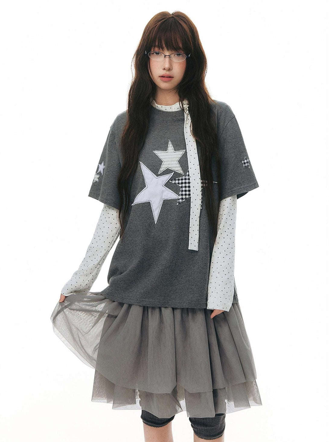NAPSNAPS Star Applique Embroidered Women&