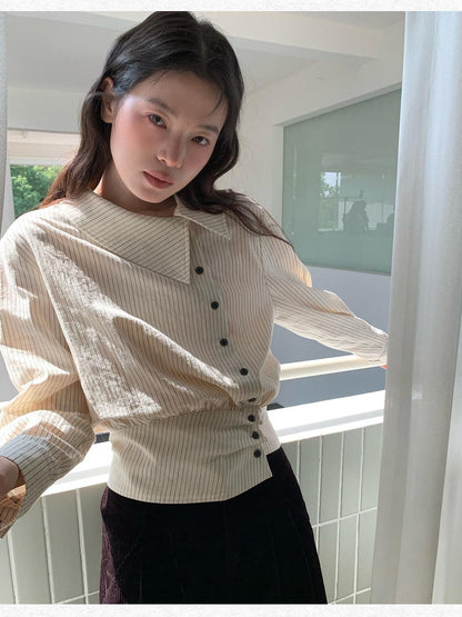 Dorydory Striped Asymmetric Cropped Slim Waist Women&