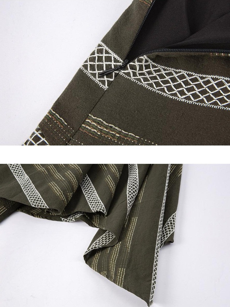 Dorydory Embroidered Striped Asymmetric Long Women&