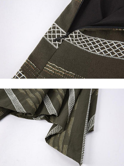 Dorydory Embroidered Striped Asymmetric Long Women&