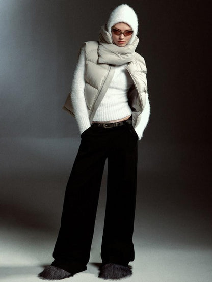 RUN TO THE FUTURE 90 Percent White Down Sleeveless Cropped Straight Korean Women Down Jackets