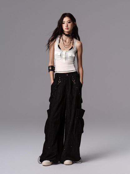 Low pixel Soft Lyocell Wool Blend Dark Gothic Slim Fit Women Classic Solid Tank Tops