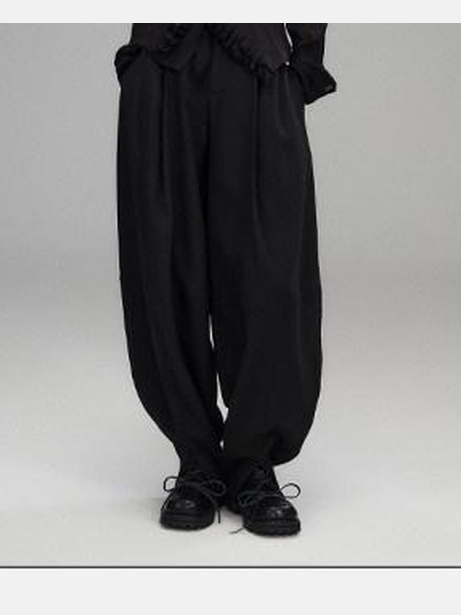 Low pixel Low Rise Wool Blend Micro Stretch Casual Zip Fly Women Black Wide Leg Pants