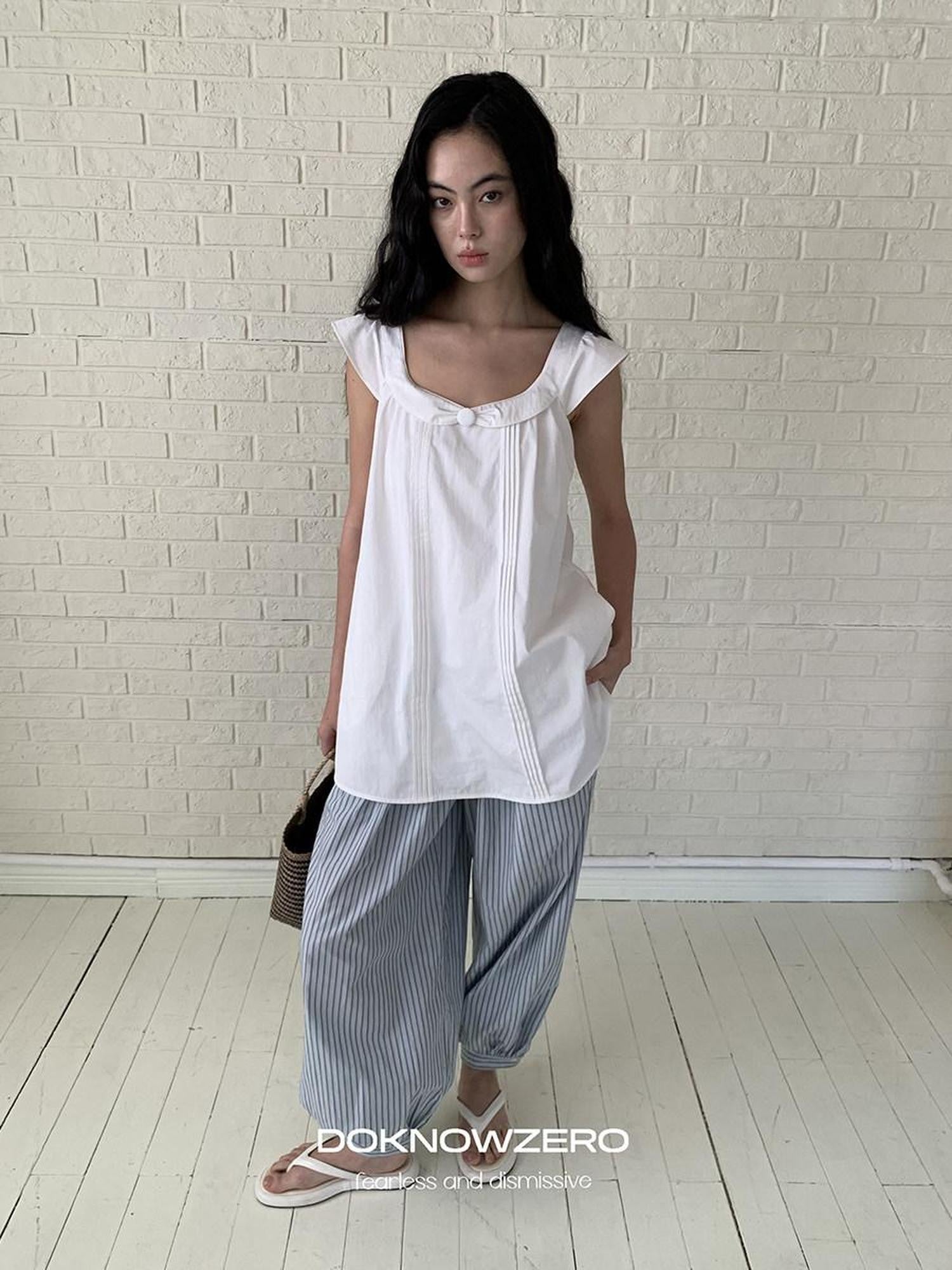 DKZ OFFICIAL White Doll Collar A Line Two Piece Women&