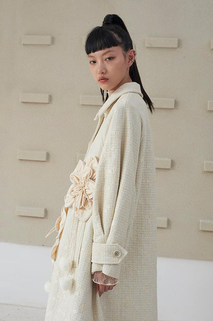DIDDI MODA 3D Floral A Line Wool Coat