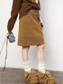 DIDDI MODA 3D Wave Hem Suede Skirt With Pockets