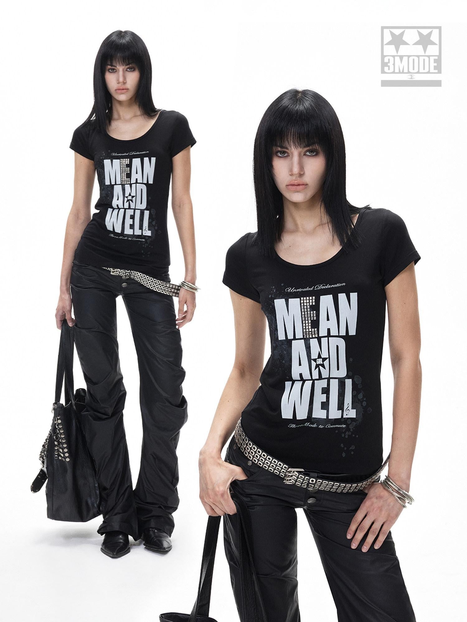 3MODE American Retro Letter Print Women&