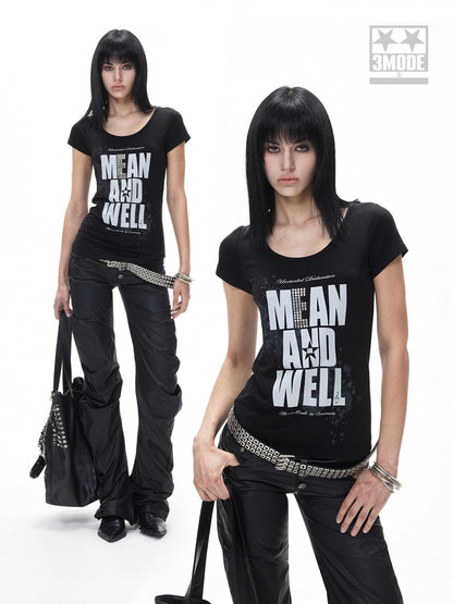 3MODE American Retro Letter Print Women&