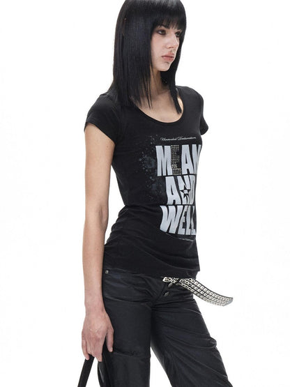 3MODE American Retro Letter Print Women&