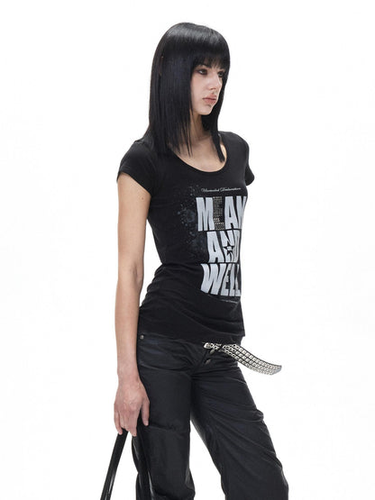 3MODE American Retro Letter Print Women&