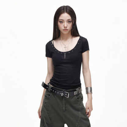 3MODE_American_Retro_Studded_U_Neck_Women&