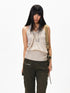 3MODE Apricot V-neck Backless Knit Woven Strap Women&