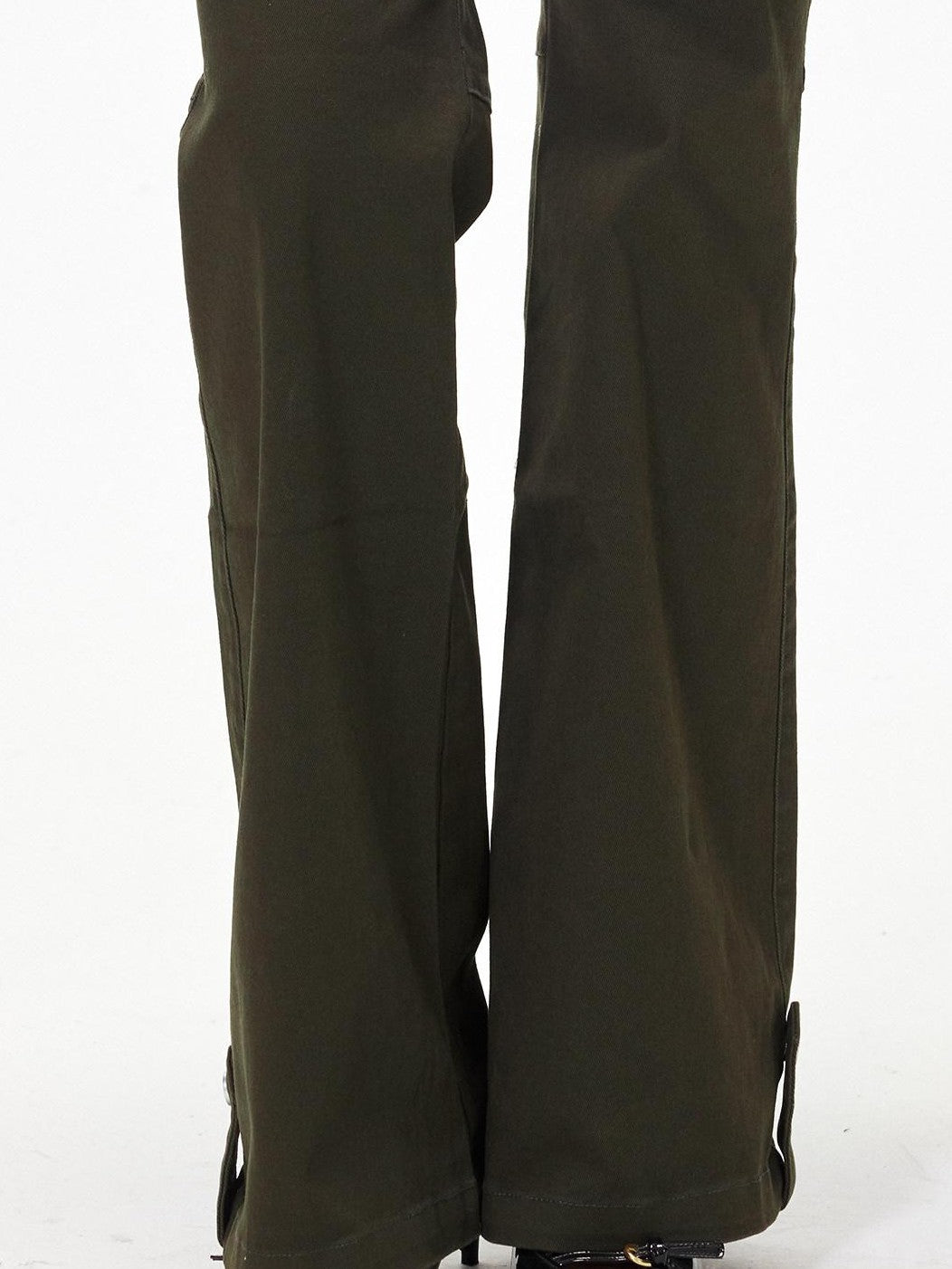 3MODE Army Green Retro Mid Rise Micro Flare Women&
