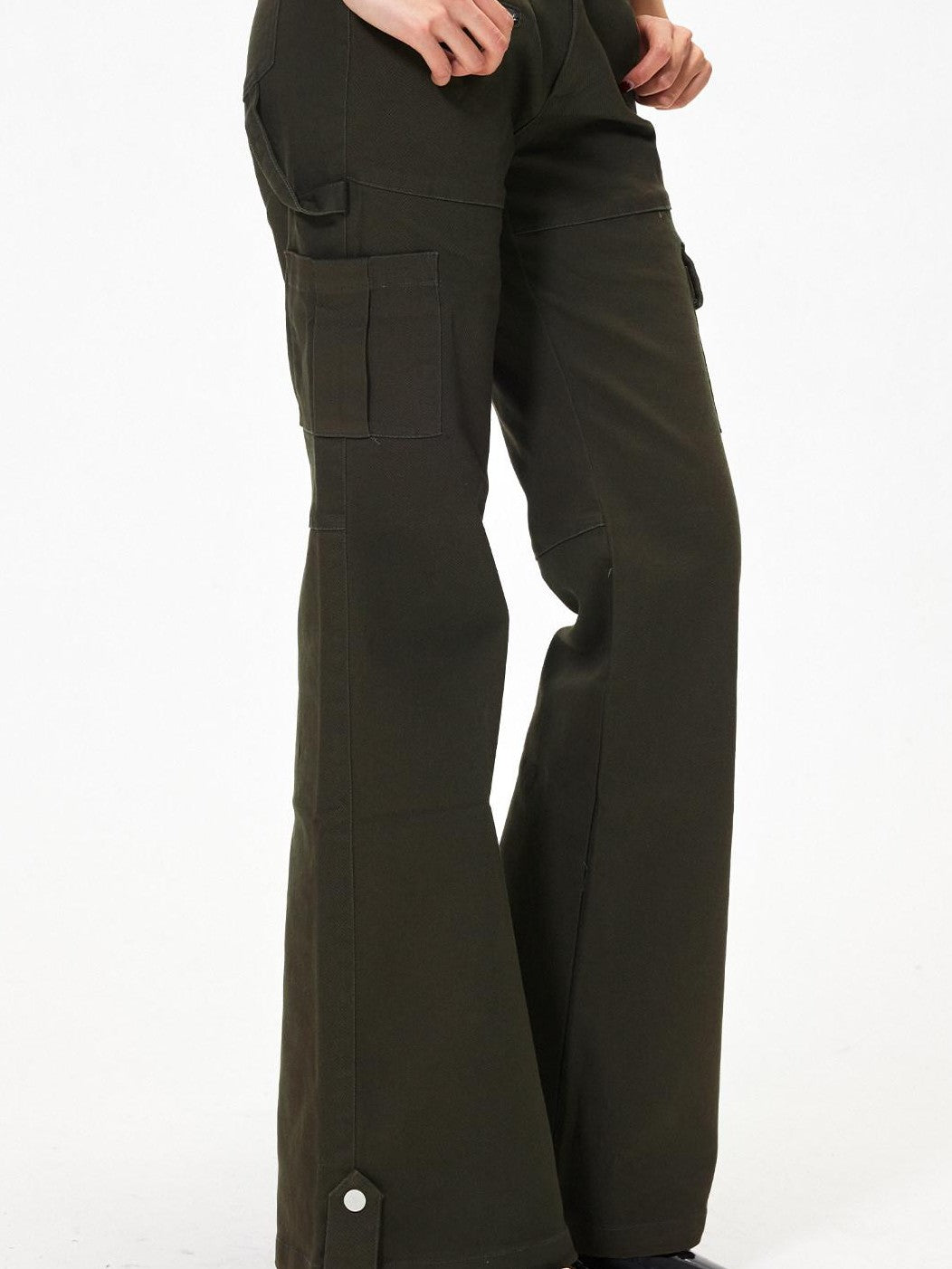 3MODE Army Green Retro Mid Rise Micro Flare Women&