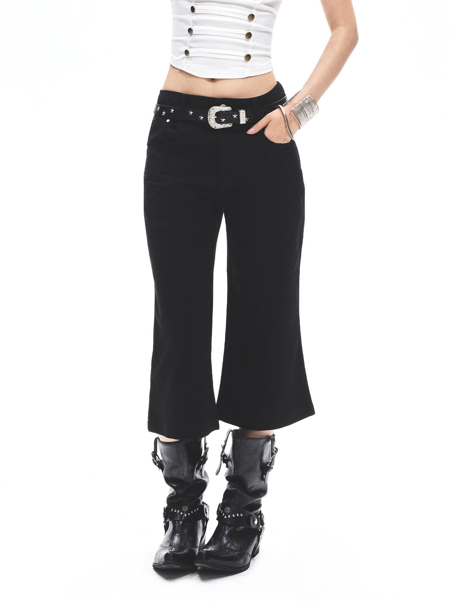 3MODE Black Micro Flare High Waist Slimming Women&