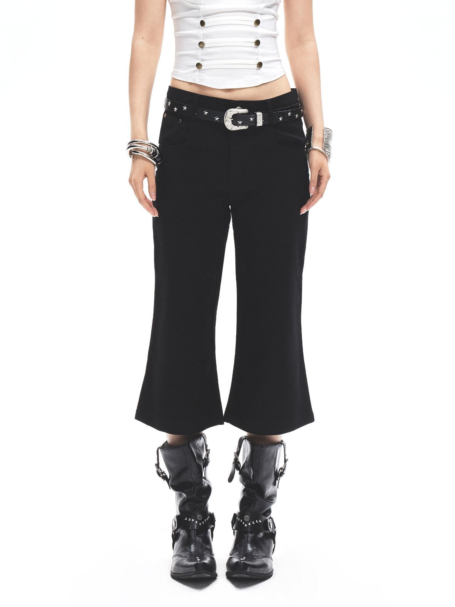 3MODE Black Micro Flare High Waist Slimming Women&