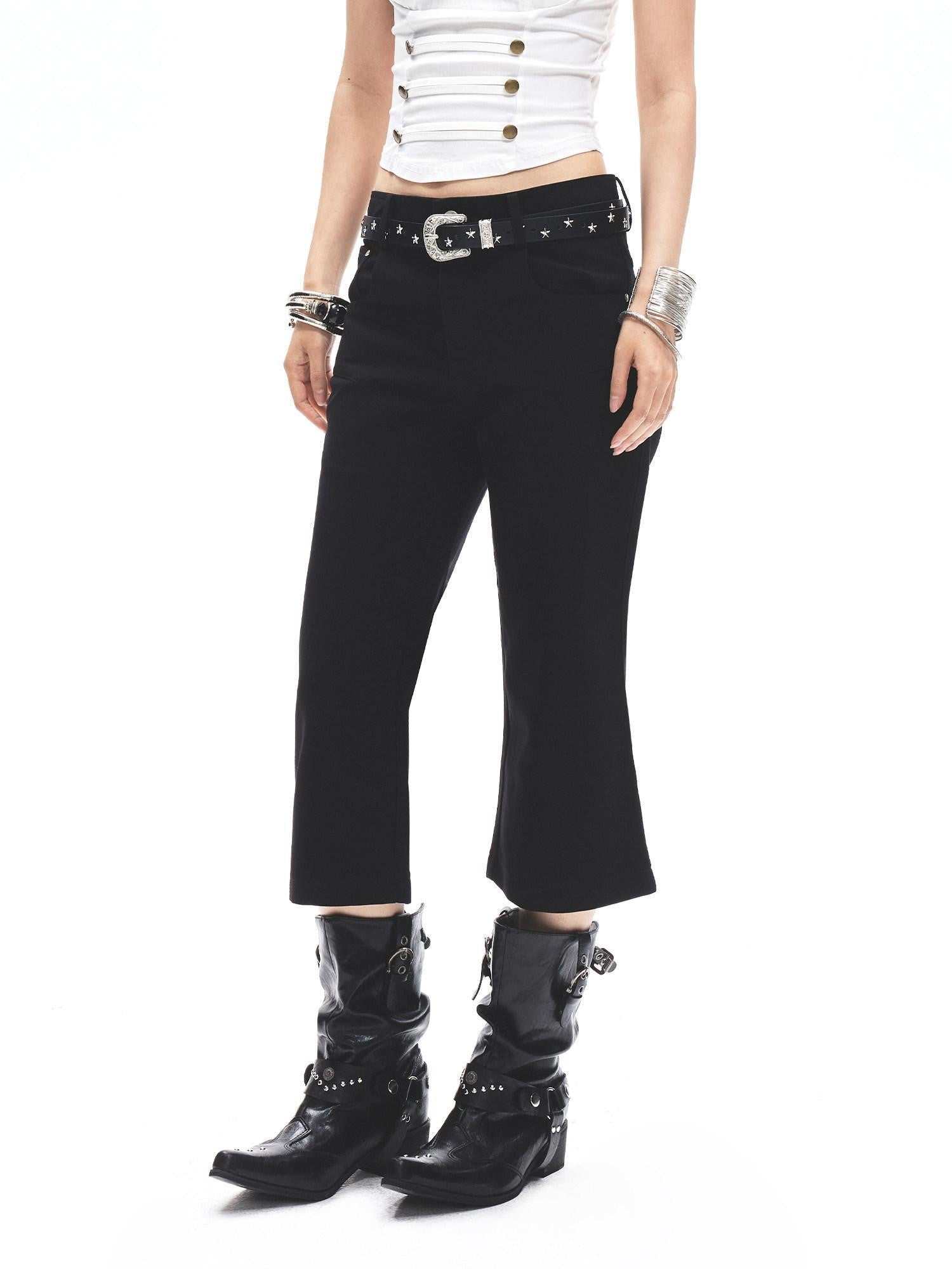 3MODE Black Micro Flare High Waist Slimming Women&