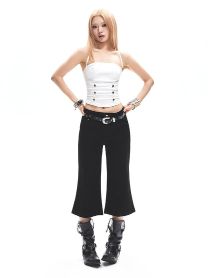 3MODE Black Micro Flare High Waist Slimming Women&