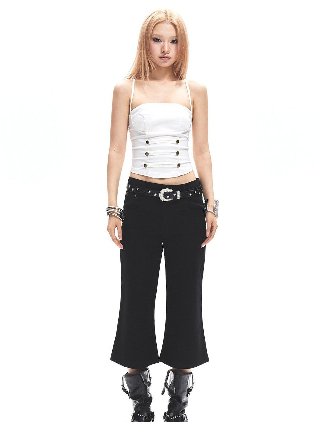 3MODE Black Micro Flare High Waist Slimming Women&