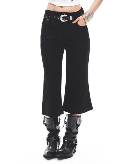 3MODE Black Micro Flare High Waist Slimming Women&